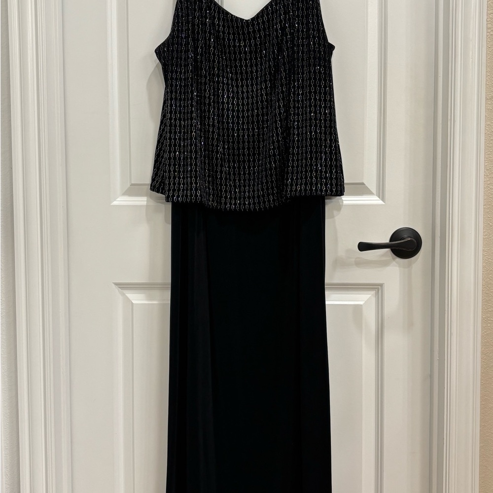 R&M Richards Sparkling Black and Silver Maxi Dress